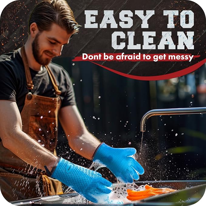 KITCHEN PERFECTION Silicone Smoker Oven Gloves-Extreme HeatResistant BBQ - Image 7