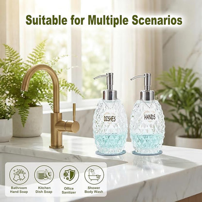 MALACHI Soap Dispenser Set, Crystal-Textured Diamond Glass - Image 5