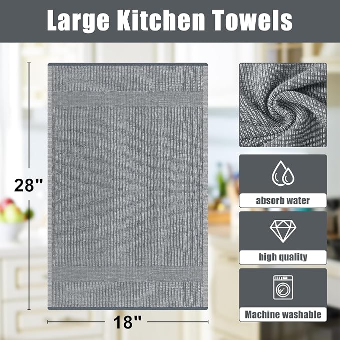 Homaxy Premium Kitchen Towels, Large Cotton Kitchen Hand Towels, Flat and Terry - Image 9