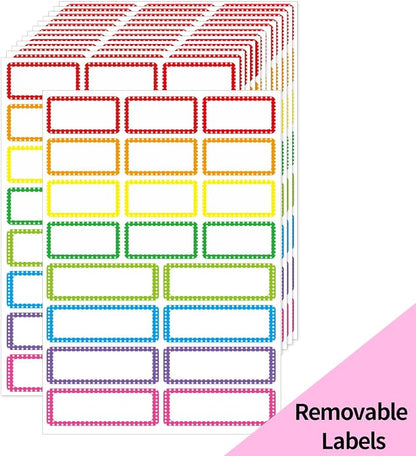 Removable Colored Labels Stickers, Self-Adhesive Rectangular Stickers Star by STARLIBOO