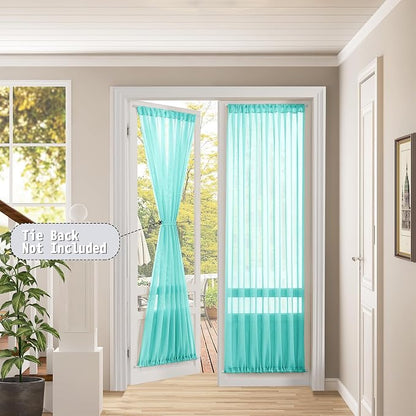 Tollpiz Sheer Door Curtain Closet Linen Textured Curtains Sheer Doorway Light - Image 2