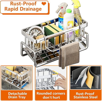 Sponge Holder for Kitchen Sink, Sink Caddy Organizers Stainless Steel, 30°Tilt - Image 6