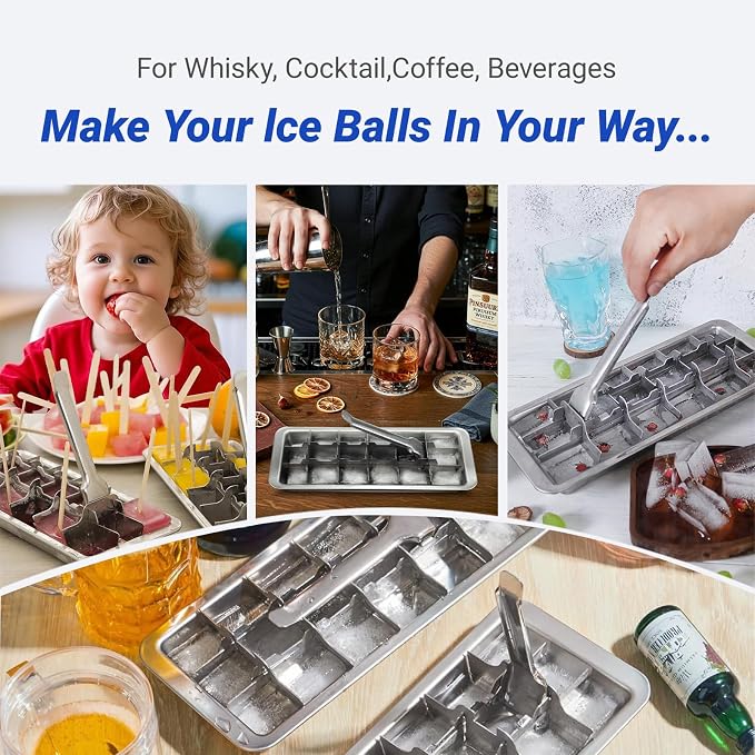 3 Pack 18-Slot Ice Cube Trays Stainless Steel - Image 7