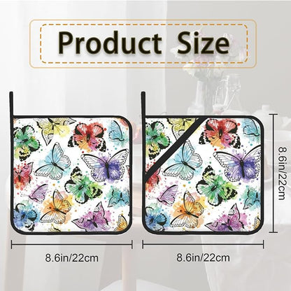 Butterfly Color Pot Holder Set of 2, Heat Resistant Potholders Oven Hot Pads - Image 2