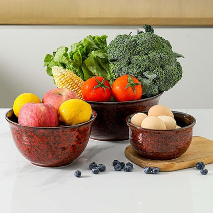 HASENSE Ceramic Mixing Bowls, Large Serving Dishes Set of 3 - Image 5