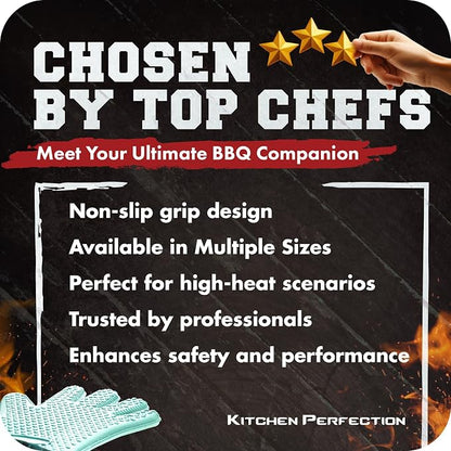 KITCHEN PERFECTION XL Silicone Smoker Oven Gloves-Extreme Heat Resistant BBQ - Image 6