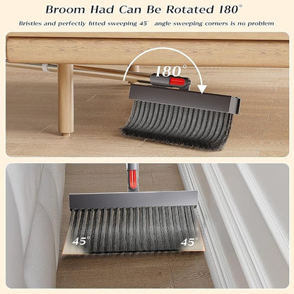 Broom with Dustpan Combo Set 50” Adjustable Long Handle 180 Degree Rotating - Image 5