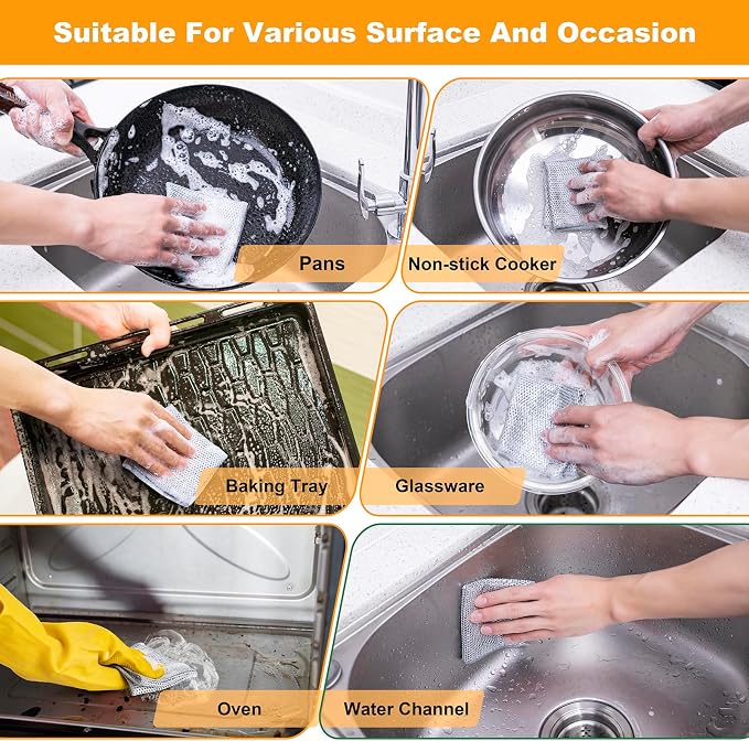 Inkhut Non Scratch Wire Dishcloth, Reusable Steel Wool Scrubber - Image 4