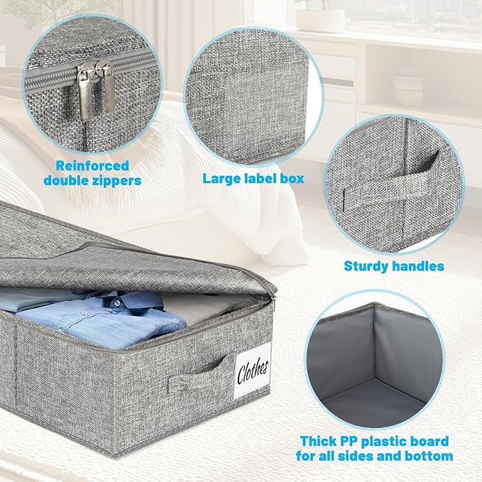 Under Bed Storage Container Bins 2 Pack, Low Profile Foldable Underbed Clothes - Image 5