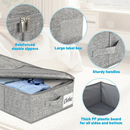 Under Bed Storage Container Bins 2 Pack, Low Profile Foldable Underbed Clothes - Image 5