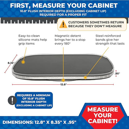 Mighty Susan Organizer for Cabinet Steel-Reinforced 1-Tier Rotating Kitchen - Image 3