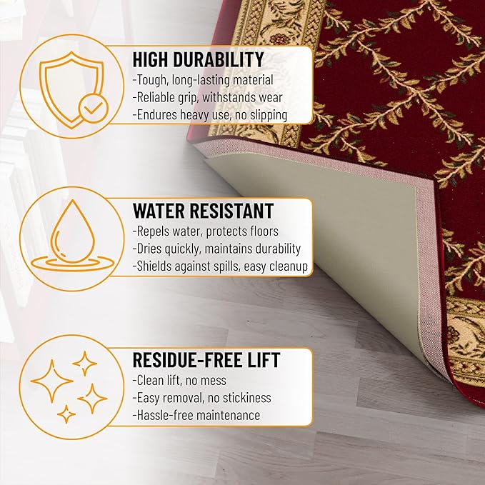 Ottomanson 3' x 9' Non-Slip Rug Pad Gripper 1/4 Inch Thick Dual Surface Felt + Rubber Gripper - Safe for All Floors, Brown