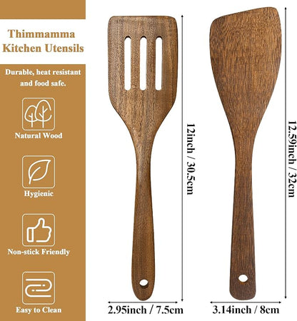 Wooden Spatula Nonstick Turner Acacia Wood, Ideal Cookware Utensils - Image 4