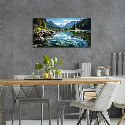 GUGIKA Landscape Wall Art for Living Room, Mountain and Lake Wall-Decor for - Image 6
