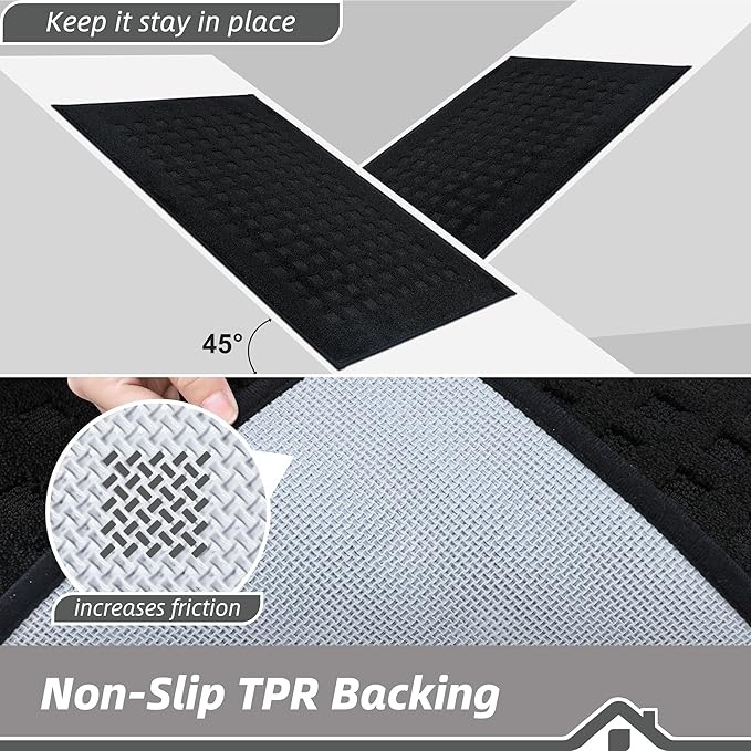 BEQHAUSE Waffle Door Mats Indoor 32"x48", Dog Mat for Muddy Paws Absorbent and Dirt Resist Floor Mats Non-Slip Washable Rugs for Entryway, Welcome Mat for Front Back Door, Muddy Wet Shoes, Black