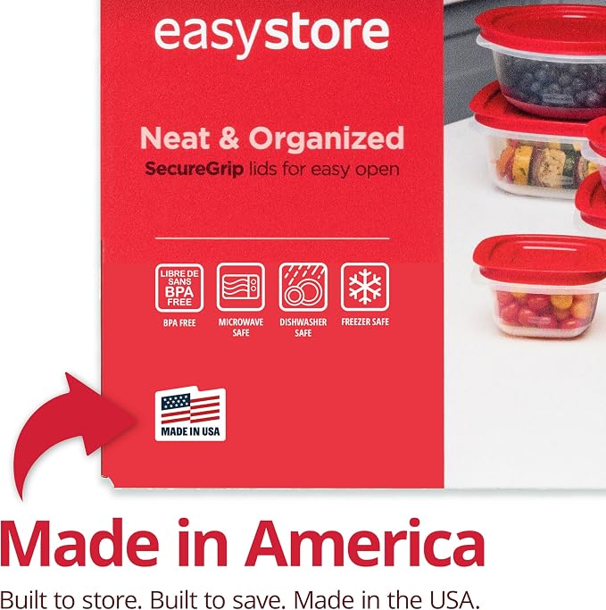 Rubbermaid EasyStore Rectangle and Square Containers, 22-Piece Set, Food - Image 4