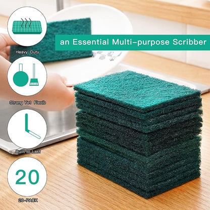 Heavy Duty Scour Pads Sponge Dish Scrubber Non-Scratch Green Reusable Household - Image 4