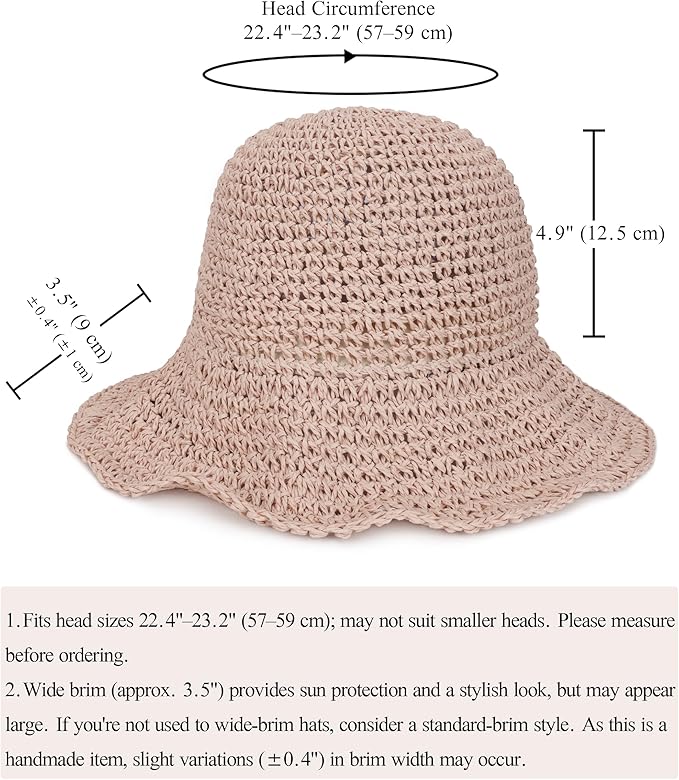 Womens Wide Brim Straw Sun Hat Foldable Floppy Crochet Beach Hat for Summer
