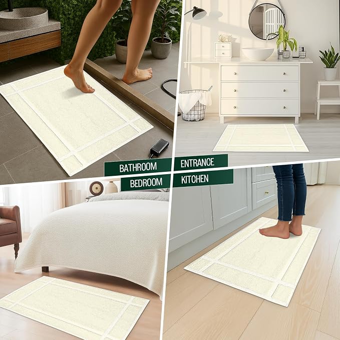 Pearl Linens Pack of 2 100% Cotton Bath Mat 18x25 inches, Soft & Absorbent - Image 7