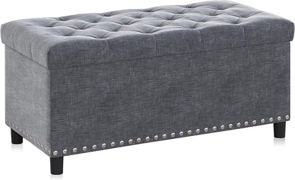 BELLEZE 35" Tufted Ottoman, Storage Bench - Image 6