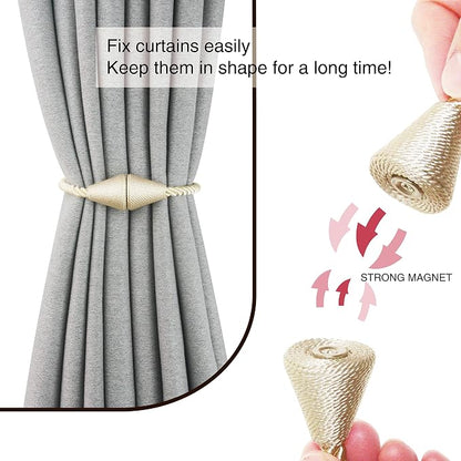 6 Pack Magnetic Curtain Tiebacks Rope Modern Handmade Curtain Tie Backs - Image 2