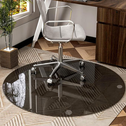 46" x 46" Round Tempered Glass Chair Mat - Image 5