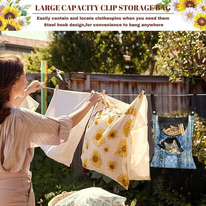 Cat Pin Bag with Hanging Rope, Laundry Hanging Bag, Fits Clothes Lines - Image 6
