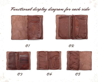 Genuine Leather Nomad Organizer Travel Wallet | Women's Wallet Clutch Passport Holder