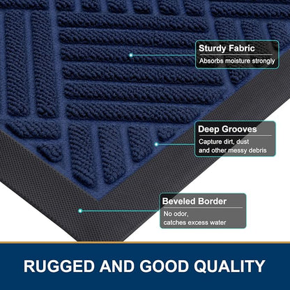 Smiry Front Door Mat Outside Entrance, Heavy Duty Outdoor Indoor Natural Rubber - Image 4