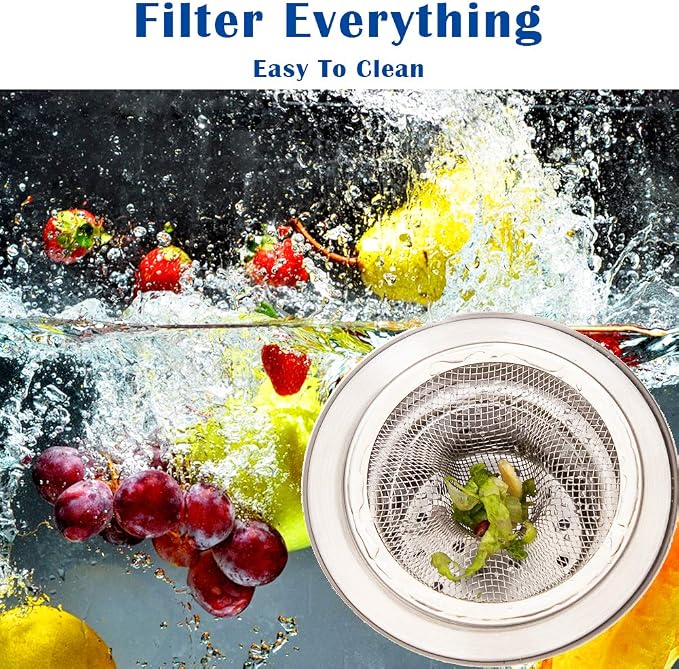 2 Pcs Heavy Duty Stainless Steel Slop Basket Filter Trap, 3.54" Top / 1.65" - Image 2