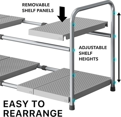 Simple Houseware Under Sink 2-Tier Heavy Duty Expandable Rack Organizer - Image 4