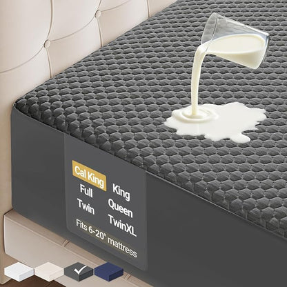 OhGeni 100% Waterproof Mattress Protector, California King-Gray Mattress Pad by OhGeni