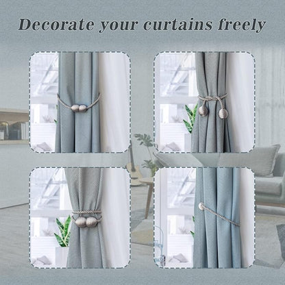 Hion Magnetic Curtain Tiebacks Grey 2pcs, Curtain Tiebacks Buckles Holdbacks - Image 4