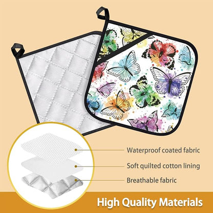 Butterfly Color Pot Holder Set of 2, Heat Resistant Potholders Oven Hot Pads - Image 3