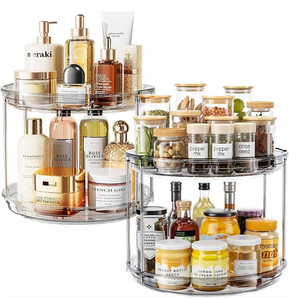 LAMU 2 Pack 2 Tier Lazy Susan Turntable Organizer 10.6'' Rotating Spice Rack by YourHome-OrganizationHelper
