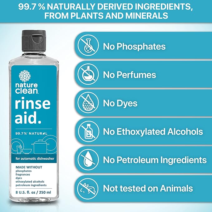 Nature Clean All Natural Dishwasher Rinse Aid Cleaner, Liquid Dishwasher Rinse - Image 2