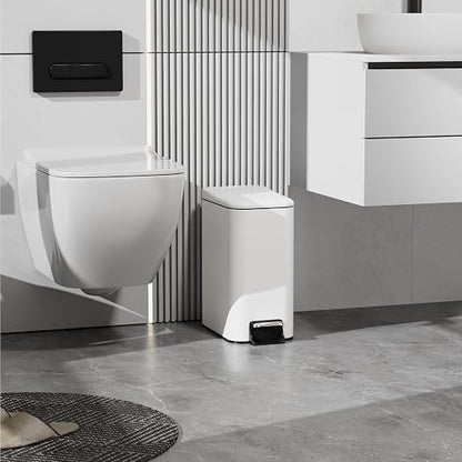 Small Trash Can with Lid Soft-Close, 6 L/1.6 Gal Bathroom Garbage Can with - Image 3