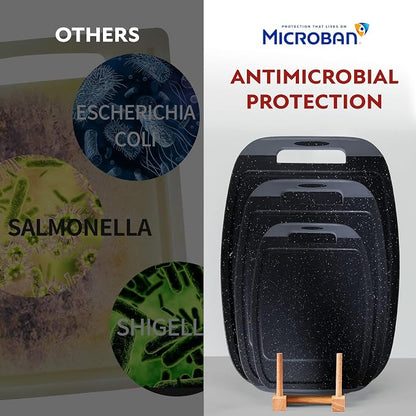 Neoflam Microban Antimicrobial Plastic Cutting Board 3 Sets, BPA Free, Non-Slip - Image 3