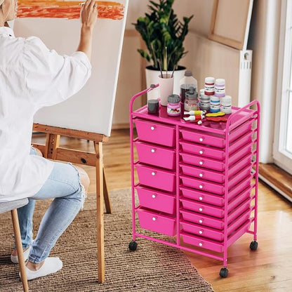 GOFLAME 15-Drawer Rolling Storage Cart, Utility Cart - Image 8