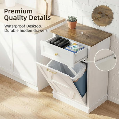 YESHOMY Tilt Out Trash Cabinet, 10 Gallon Hidden Wooden Bin Cabinets, Laundry - Image 5