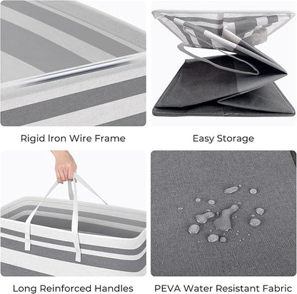 HomeHacks Laundry Basket,100L Each Waterproof, Freestanding Laundry Hamper, Collapsible Tall Clothes Hamper with Extended Handles for Clothes Toys in The Dorm and Family, 2-Pack Gradient Grey