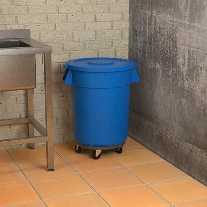 32 Gallon Blue Round Commercial Trash Can - Image 4