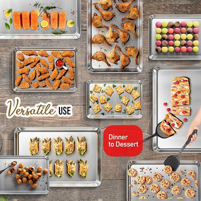 Eatex Aluminum Baking Sheet Set, 4 Pack Cookie Sheet Set, 18” x 13” Steel - Image 7