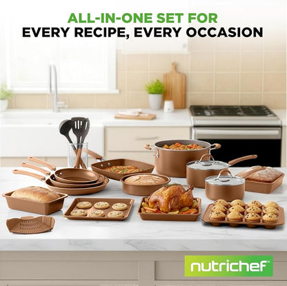 Nutrichef 20 Piece Professional Home Kitchen Cookware and Bakeware, Pots and - Image 7