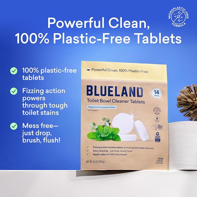 BLUELAND Toilet Bowl Cleaner Tablets, Starter Set, Peppermint Eucalyptus - Image 2