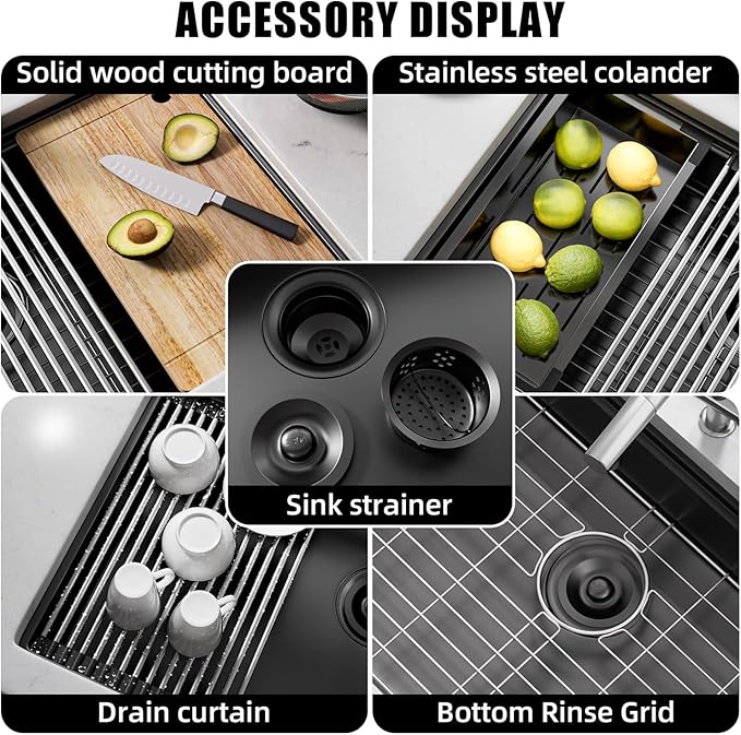 Undermount Kitchen Sink Stainless Steel 32x19 - Undermount Workstation Sink Single Bowl Commercial 16 Gauge Stainless Steel Kitchen Sinks Black