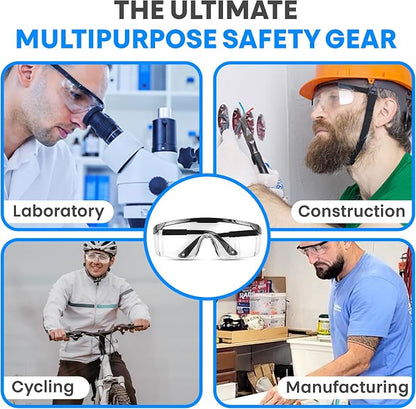 Safety Glasses, Full Coverage Lens, Built-in Brow Guard, UV Resistant, - Image 6