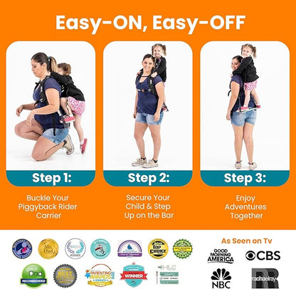Piggyback SCOUT Toddler Carrier Backpack Deluxe - 6 Piece Set: Hip Belt, Carry Bag, Side Pocket, Mud Flap, Water Bottle & Selfie Stick Holders - For Ages 2-4 (Under 50 lbs) - Hiking & Travel