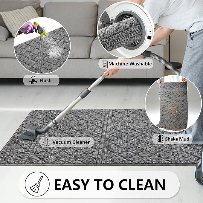 REFETONE Indoor Doormat, Front Back Door Mat 20"x32" Absorbent Rubber Backing - Image 6