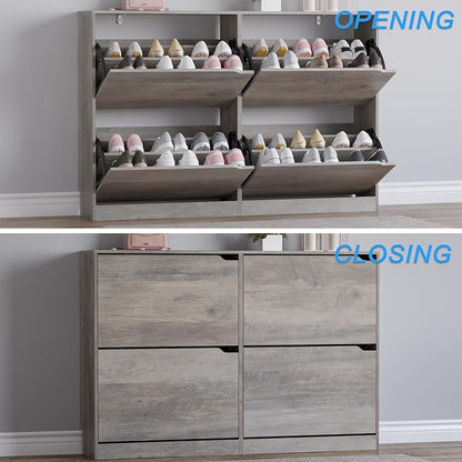 Shoe Cabinet with 4 Flip Drawers, Narrow Hidden Shoe Storage Cabinet, Slim - Image 5